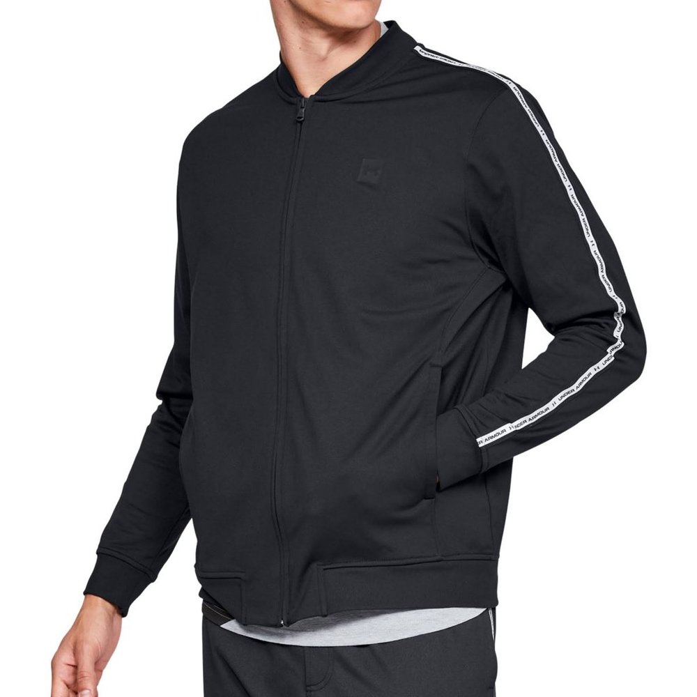 LAST CHANCE! UNDER ARMOUR Logo Sleeve Tricot Track Jacket Black